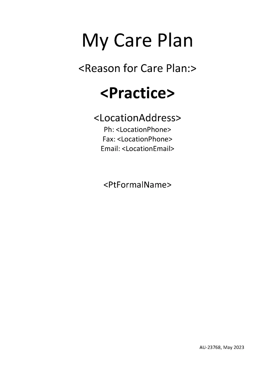 Heart failure care plan template