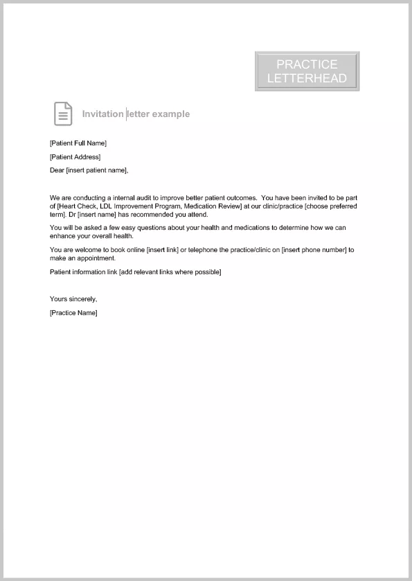 Patient Recall Letter Template