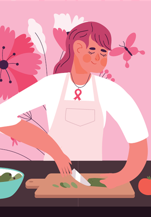 Illustration of woman preparing dinner