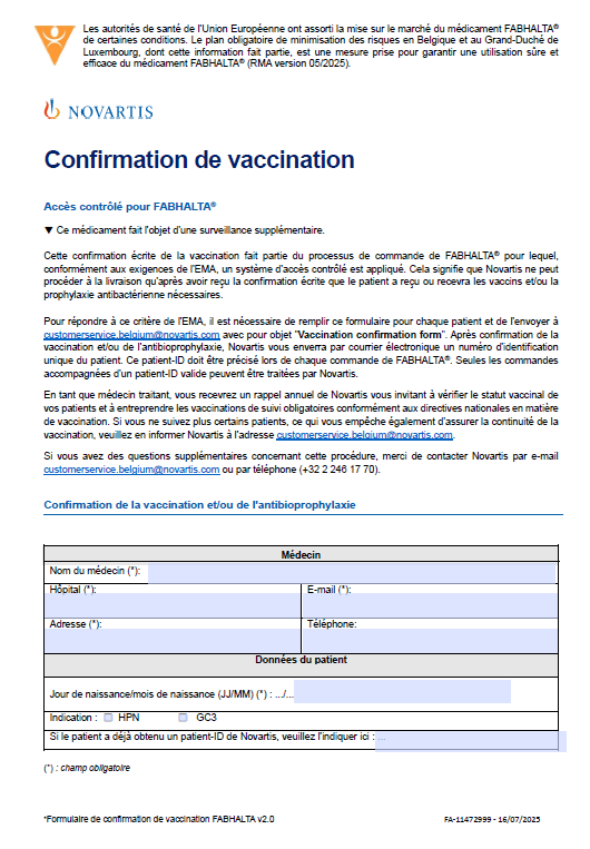 Confirmation de vaccination