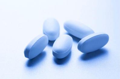 Close-up of five pills