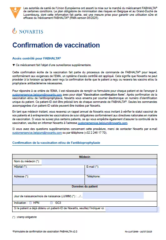 Confirmation de vaccination