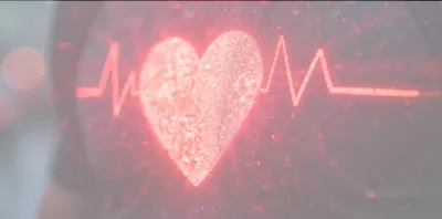 a digital representation of a heart with a heartbeat waveform