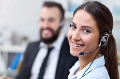 Close-up of female wearing a headset