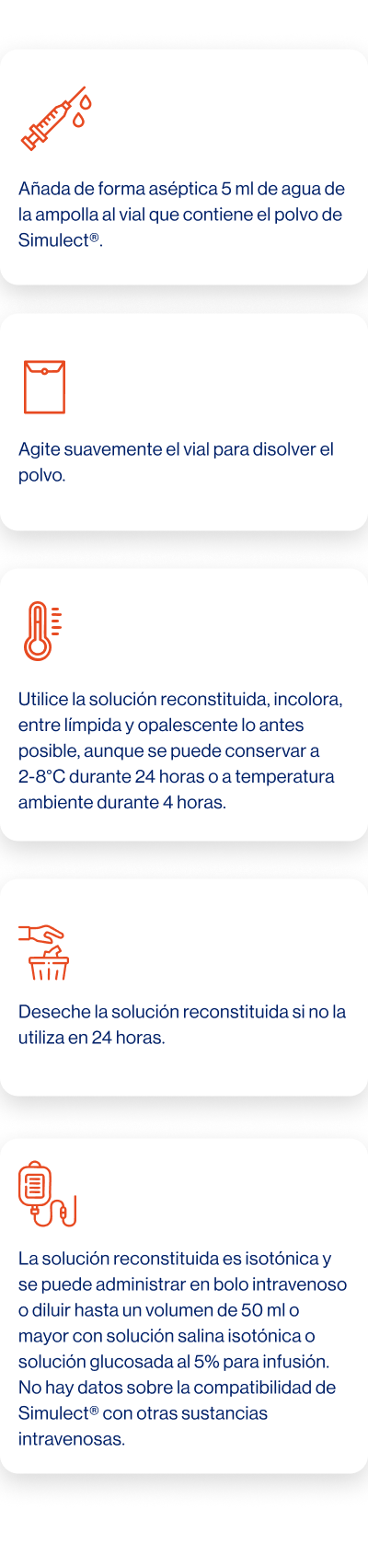 Modo de administración Simulect Mobile
