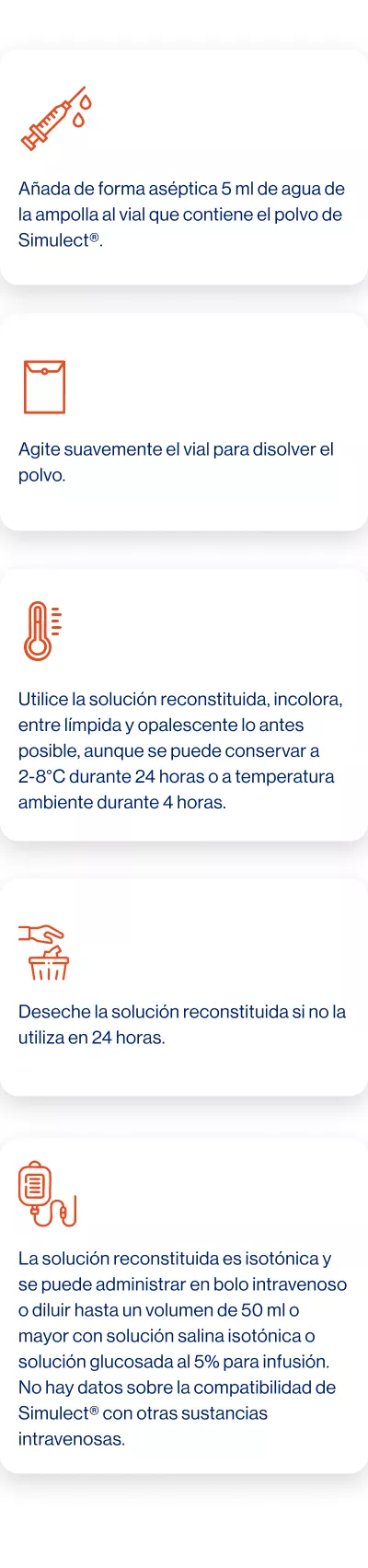 Modo de administración Simulect Mobile