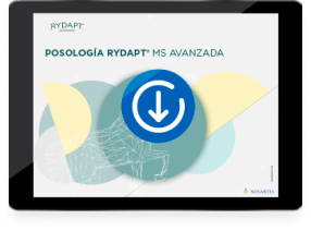Material explicativo de la dosificación con Rydapt en el tratamiento de la Mastocitosis Sistémica avanzada Material que de forma gráfica ofrece información sobre cómo pautar Rydapt, llevar a cabo los ajustes de dosis y las consideraciones especiales a tener en cuenta en el tratamiento de la Mastocitosis Sistémica avanzada con Rydapt. PDF  Descargar