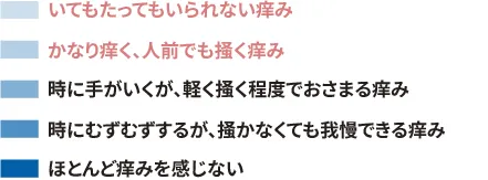 図5. 自覚症状に対する医師と患者のギャップ　日中の痒みの評価に対する医師と患者のギャップ　凡例