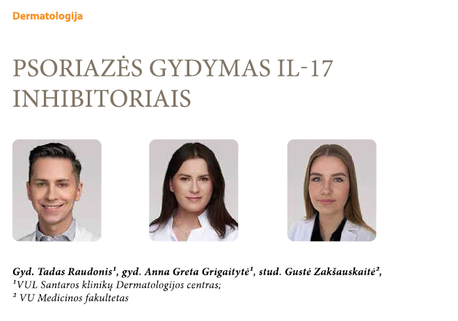 Straipsnis "Psoriazės gydymas IL - 17 inhibitoriais" Straipsnis "Psoriazės gydymas IL - 17 inhibitoriais"
