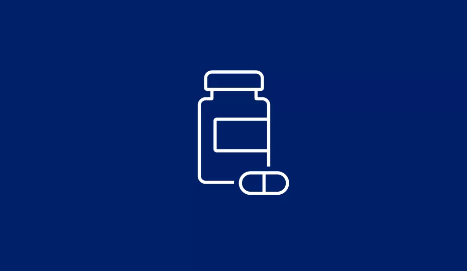 Card deep blue with icon - dosering