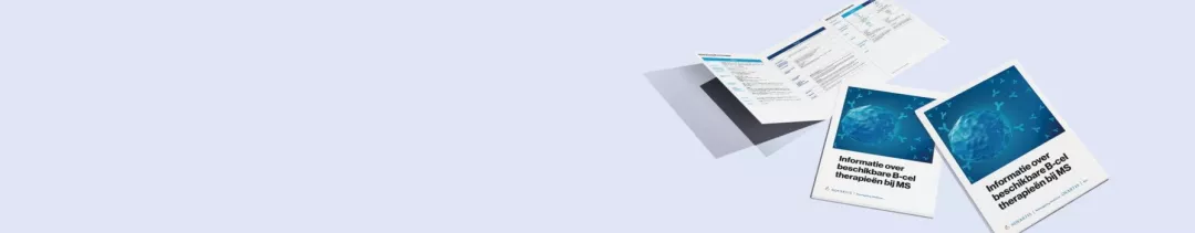 Scheurblok met informatie over B-cel therapie bij MS