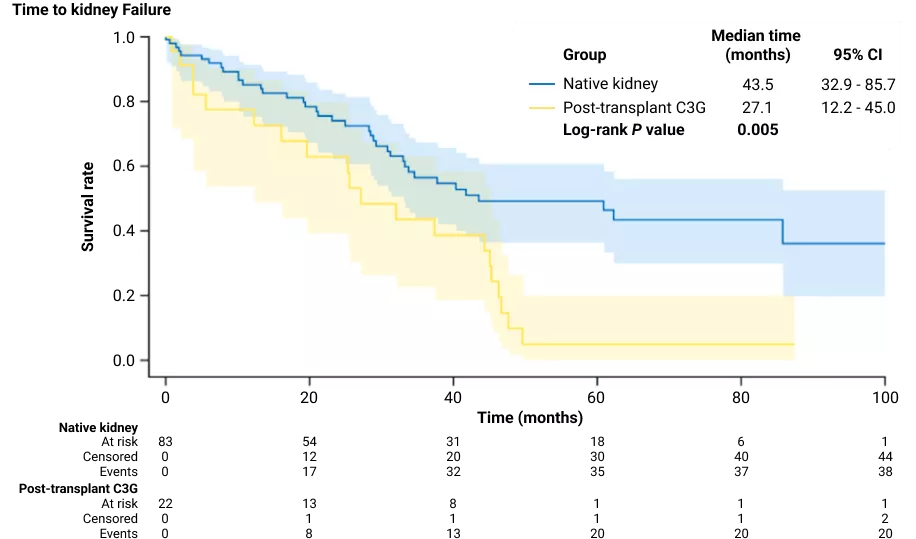 Прогрессирование (месяцы) до ТПН у пациентов с СЗГП без после трансплантации почки
