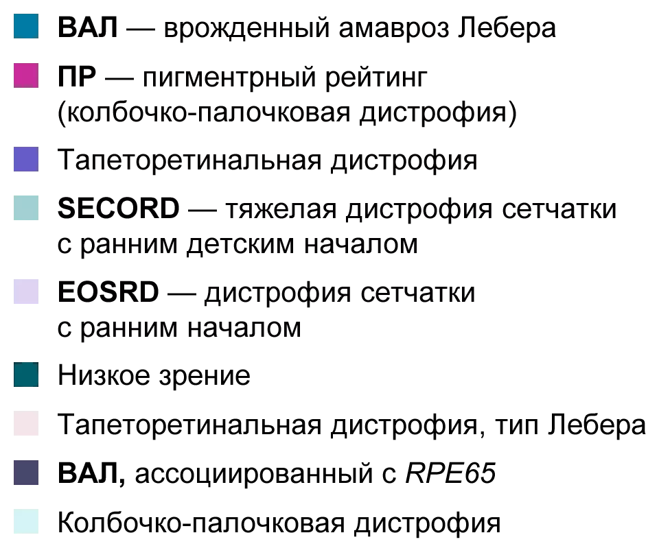 Спектр клинических диагнозов, выставленных пациентам на первом визите