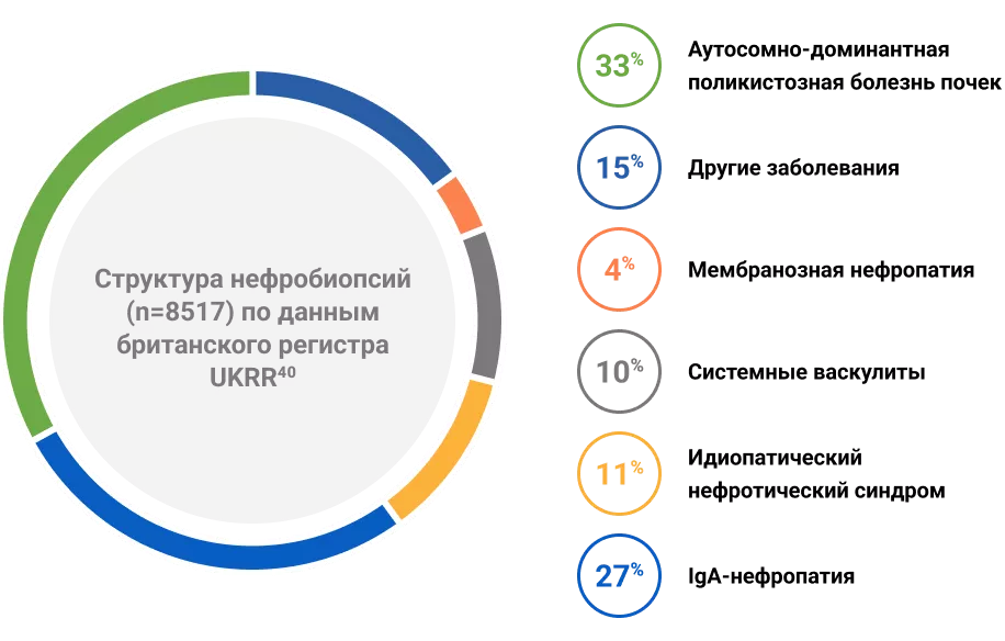 Структура нефробиопсий (n=8517) по данным британского регистра