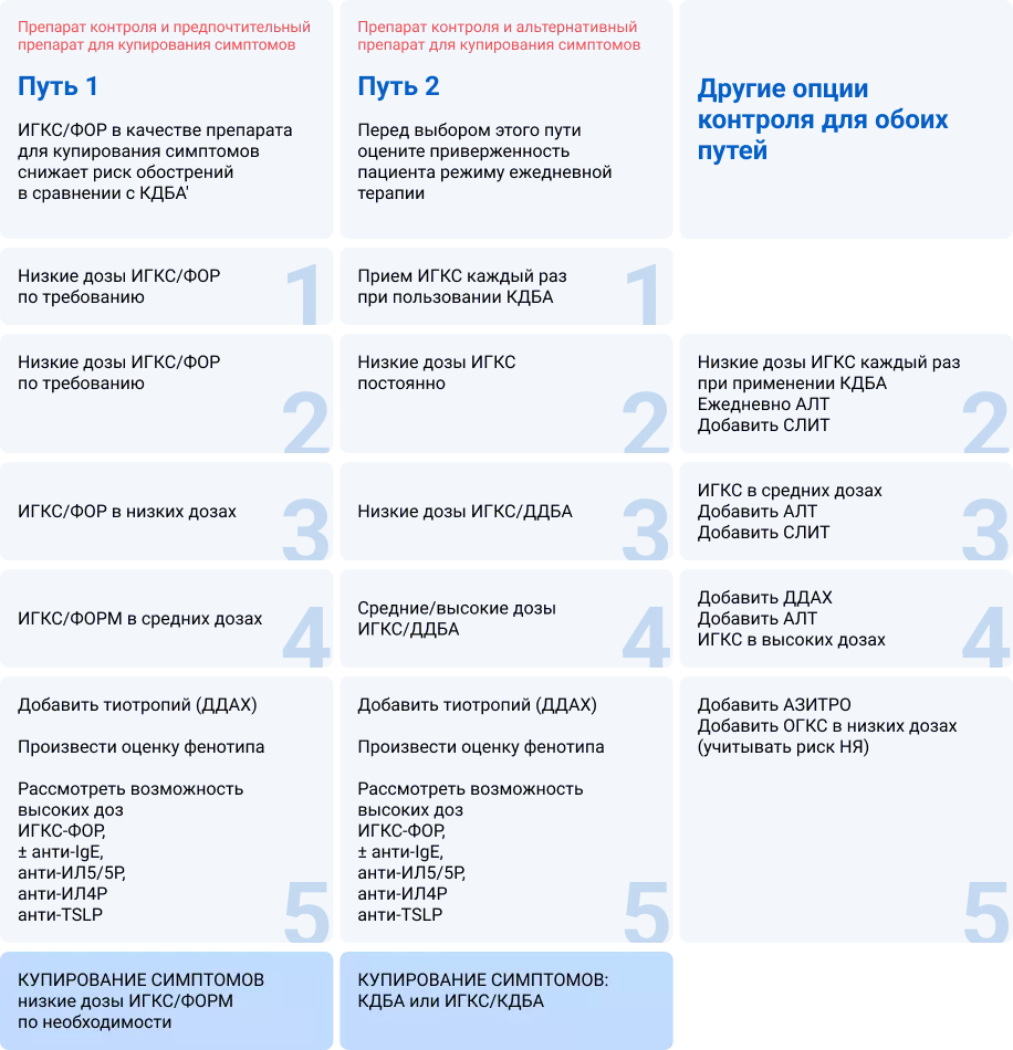 Терапия бронхиальной астмы у взрослых и подростков старше 12 лет