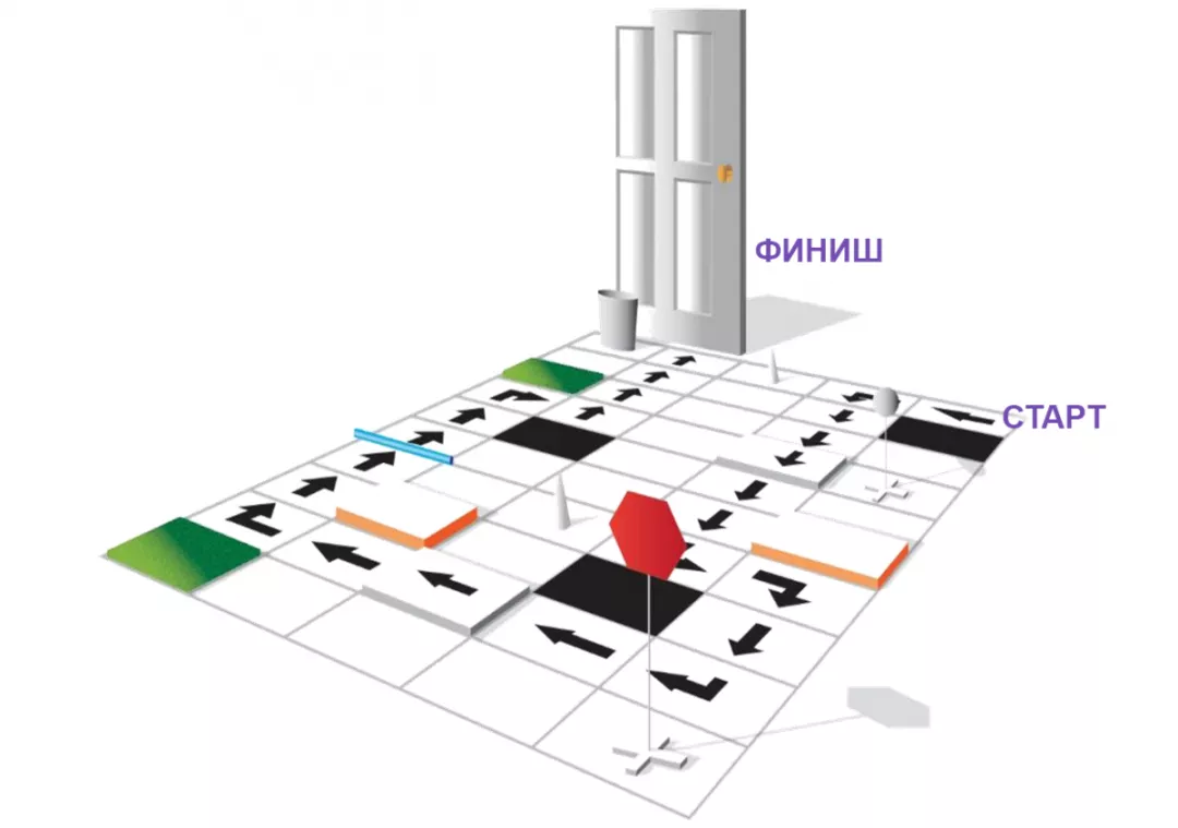 Тест мобильности пациента в пространстве при разных уровнях освещённости (площадь маршрута ~7,7 м2)