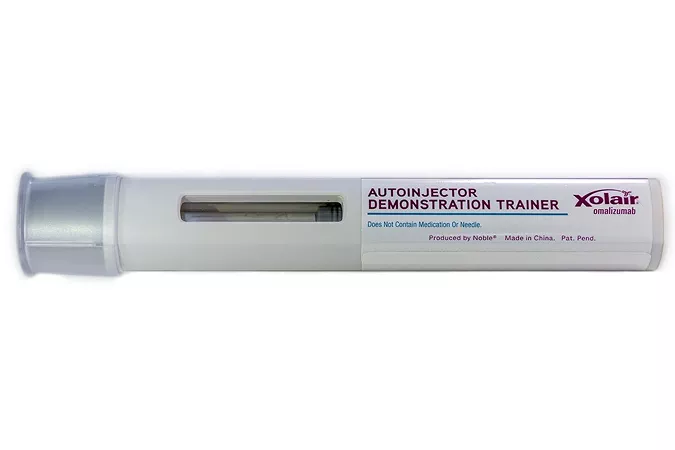 Demonstrationsexemplar av Xolair autoinjektor