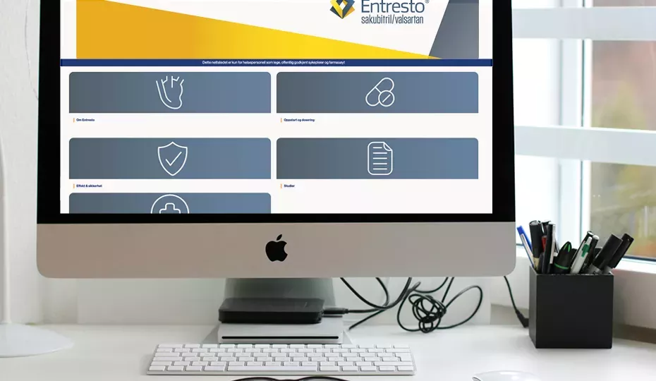 Macbook-skärm med Entresto-sidan