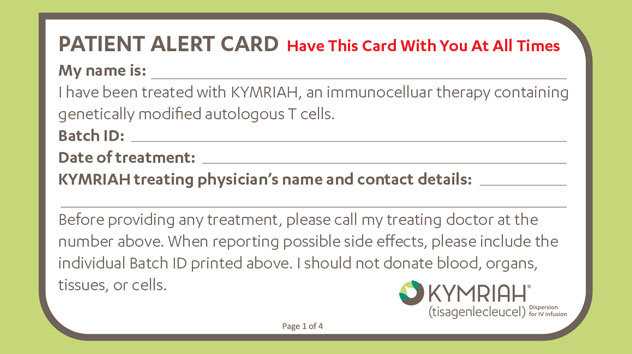 HSA Approved RMP – Patient Alert Card HSA Approved RMP – Patient Alert Card