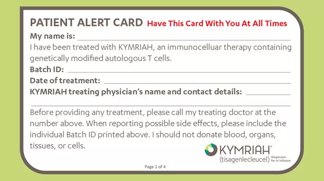 HSA Approved RMP – Patient Alert Card
