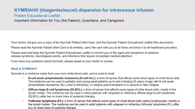 HSA Approved RMP – Patient Educational Leaflet