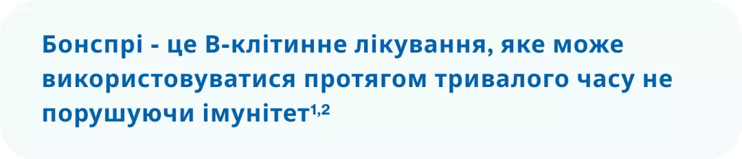 Бонспрі - це В-клітинне лікування, яке може використовуватися протягом тривалого часу не порушуючи імунітет