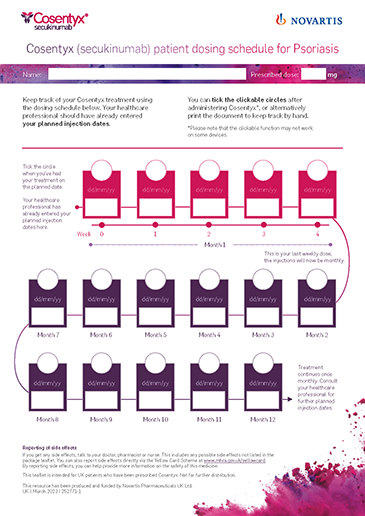 Preview image. Cosentyx adult psoriasis (PsO) dosing schedule.