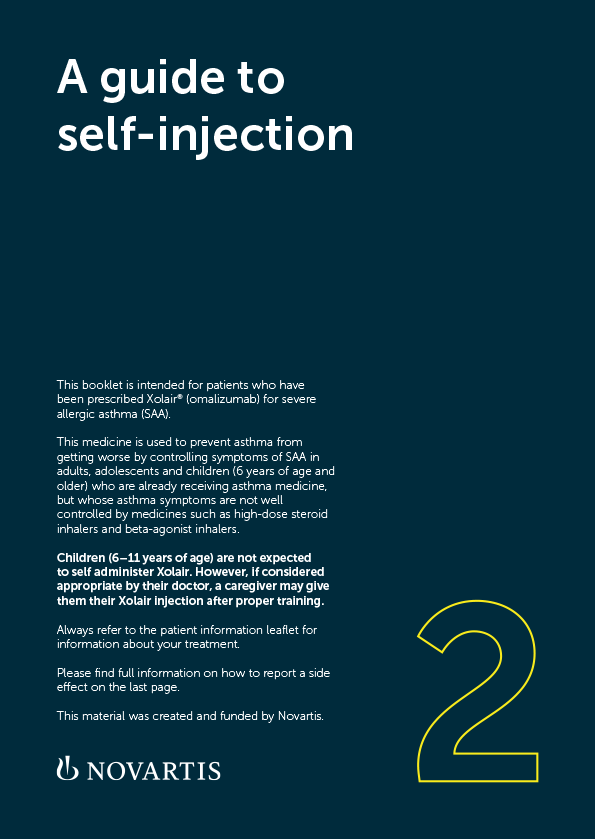 Preview image: Xolair patient self-administration online starter kit: a guide to self-injection PDF. Preview image: Xolair patient self-administration online starter kit: a guide to self-injection PDF.