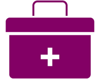 Icon of a portable medical box. Icon of a portable medical box.