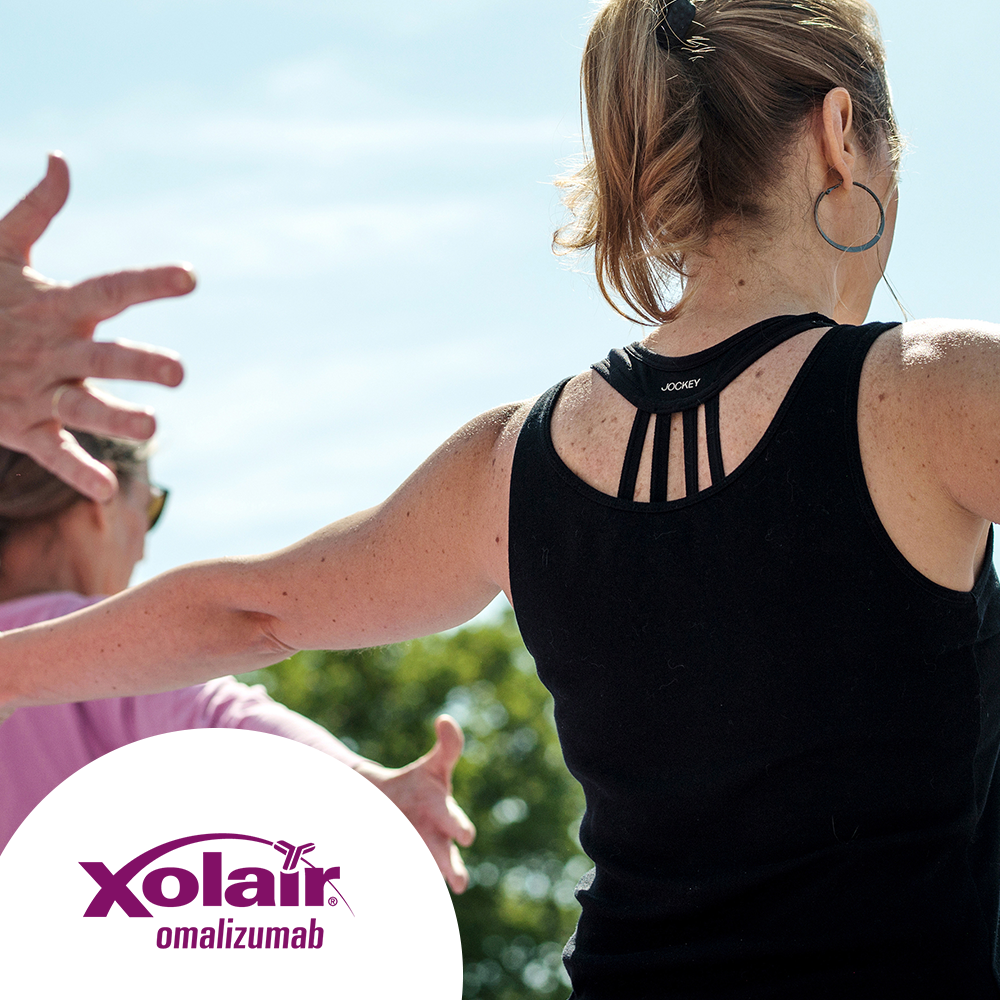 Hero banner. Xolair (omalizumab) logo. Hero banner. Xolair (omalizumab) logo.