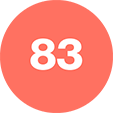 Circle with the number 83. Circle with the number 83.