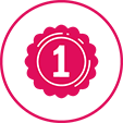 Icon of a rosette with the number 1.