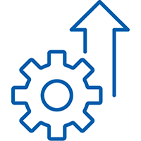 Icon of an upwards arrow and a cog. Icon of an upwards arrow and a cog.