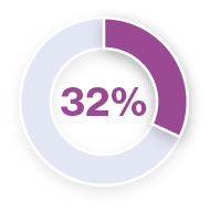 Pie chart with the figure 32%.