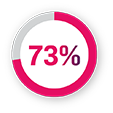 Pie chart with the figure 73%.