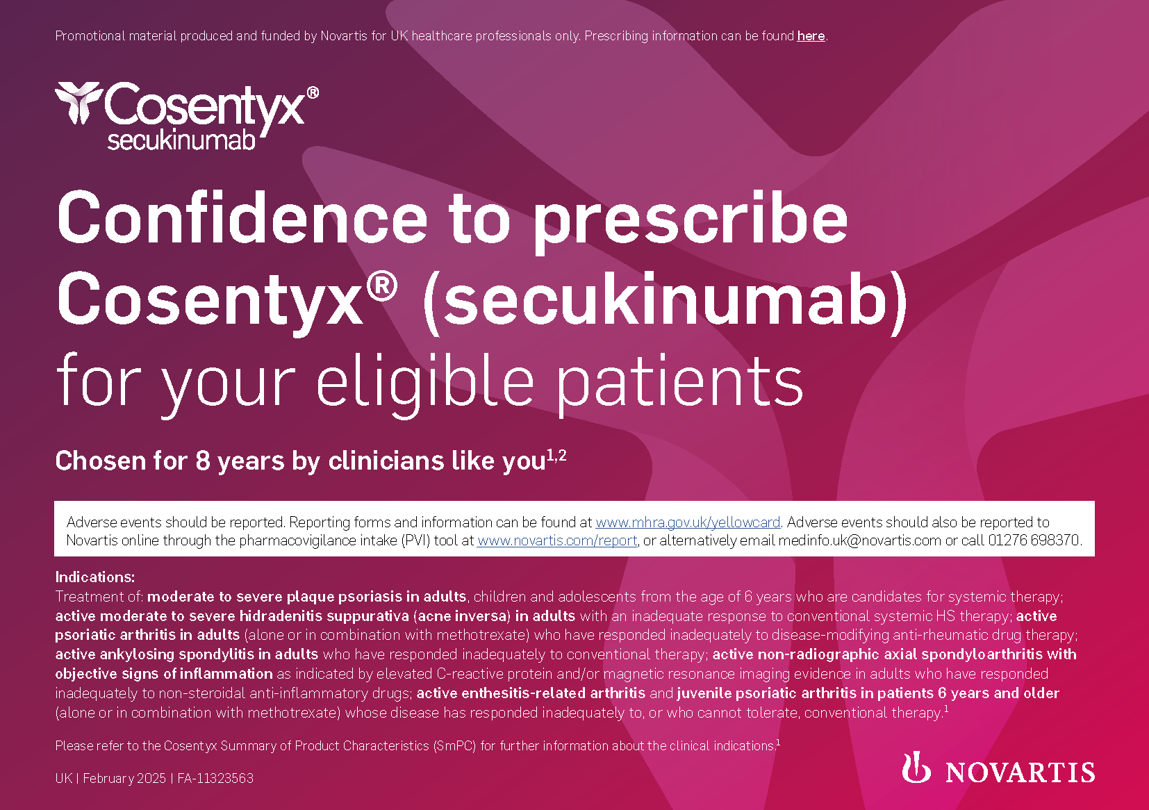 Preview image. Confidence to prescribe Cosentyx.