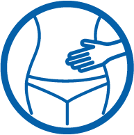 Icon representing abdominal pain. Icon representing abdominal pain.