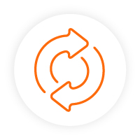 Icon of two joined opposing arrows to represent frequent monitoring.