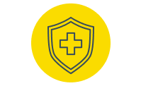 Icon of a pharmacy cross in a shield. Icon of a pharmacy cross in a shield.