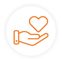 Icon of a heart in the palm of a person's hand. Icon of a heart in the palm of a person's hand.