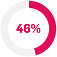 Pie chart with the figure 46%.