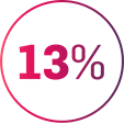 Circle with the figure 13%. Circle with the figure 13%.