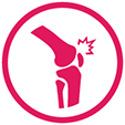 Icon representing joint pain. Icon representing joint pain.