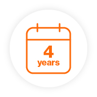 Calendar icon with the text '4 years'. Calendar icon with the text '4 years'.