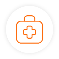 Icon of a briefcase with a pharmacy cross on the front. Icon of a briefcase with a pharmacy cross on the front.