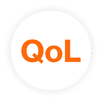 Icon with the letters QoL. Icon with the letters QoL.