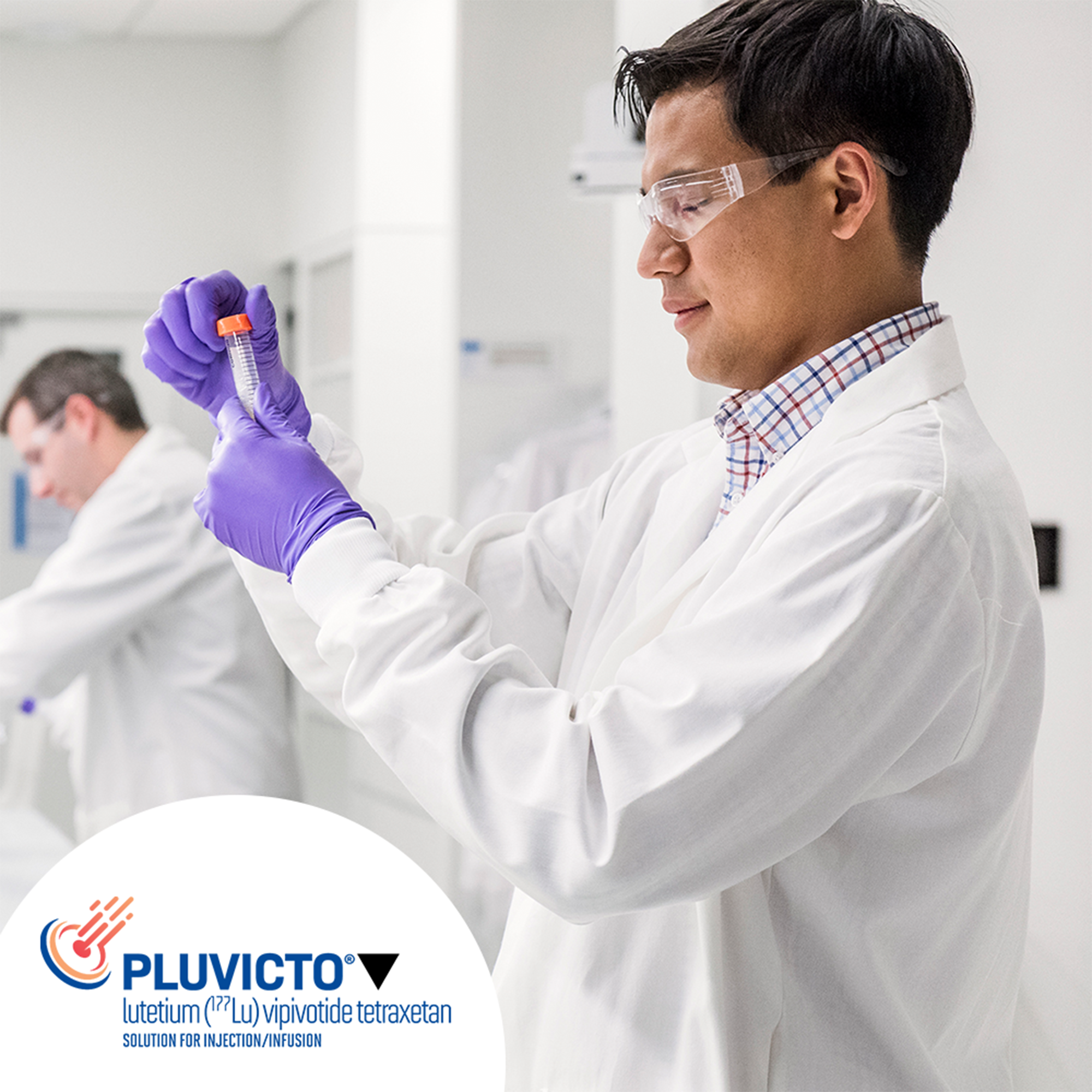 Hero banner. Pluvicto®▼ (lutetium Lu 177 vipivotide tetraxetan) logo.