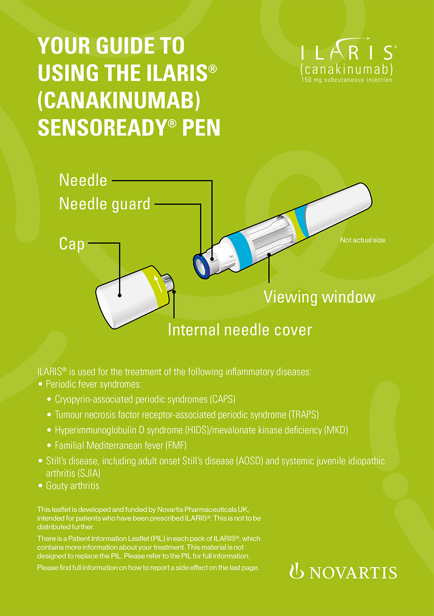 Image preview. ILARIS® (canakinumab) patient guide to using the ILARIS Sensoready® pen.