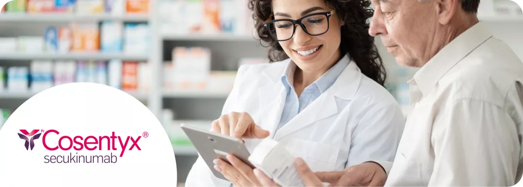 Top banner. COSENTYX® (secukinumab) logo.