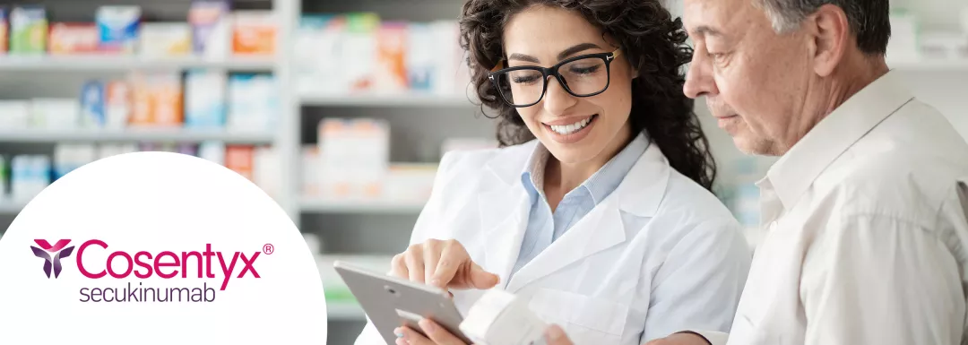 Top banner. COSENTYX® (secukinumab) logo.